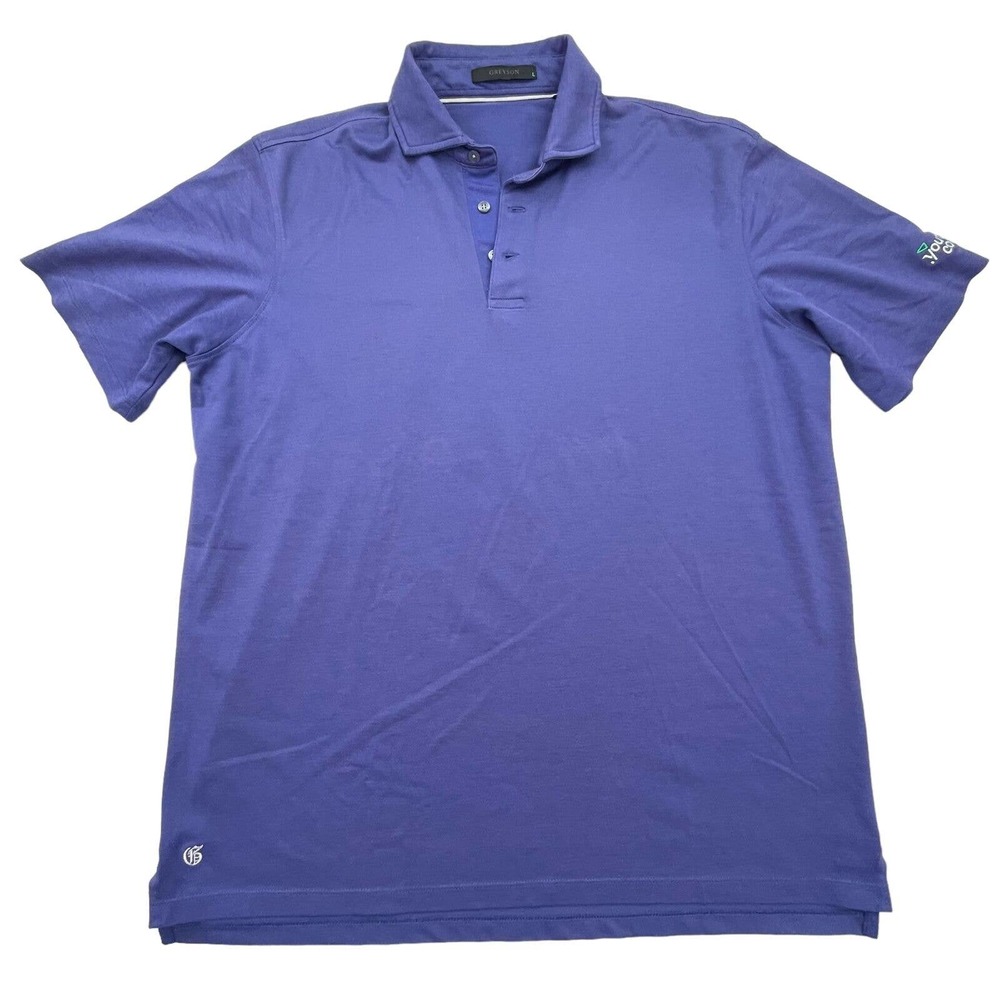 Greyson Mens Blue Regular Fit Short Sleeve Collared Golf Polo Shirt Large